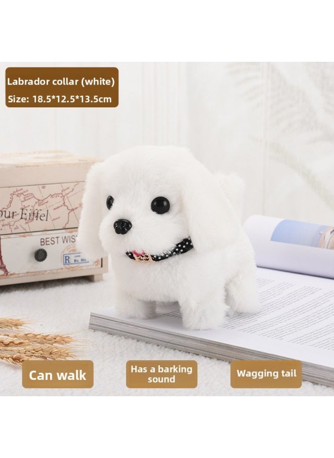 Toy Dog Children Plush Electric Toy Walking Dog Electric Dog Stall Electronic Puppy Pet-Color:Collar Labrador [white]  - Image 1