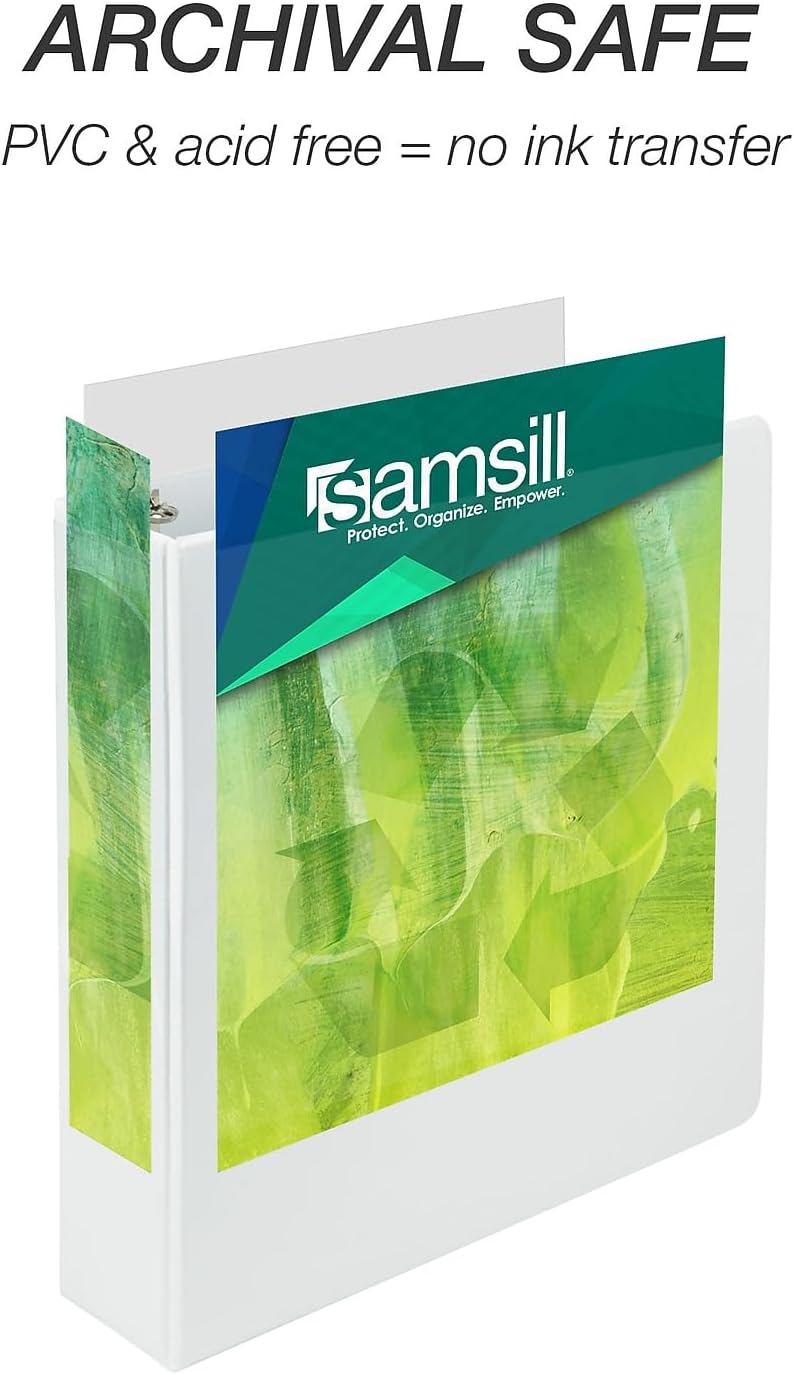 Samsill 18967 Earths Choice Biobased  Biodegradable Round Ring View Binder 2Inch Cap White - Image 5