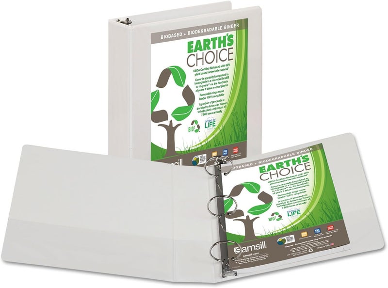 Samsill 18967 Earths Choice Biobased  Biodegradable Round Ring View Binder 2Inch Cap White - Image 2