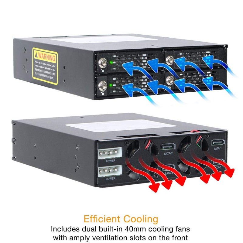 Icy Dock إيسي دوك 4 باي 2.5 بوصة SAS/SATA HDD/SSD راك متنقل لحاوية 5.25" (مع قفل مفتاح) | توف أرمور MB994SK-1B - Image 5