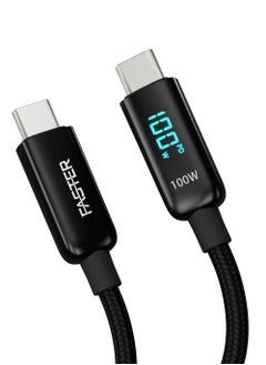 Faster 100W USB-C to C Fast Charging Cable 1 Meter with LED Display - Type-C Cable for iPhone, Android, Macbook, Laptop - Braided Long Charger Cable for PD Fast Charging - Durable and Fast Data Cable  - Image 1