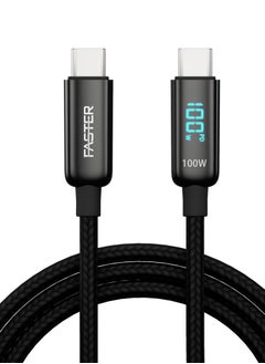 Faster 100W USB-C to C Fast Charging Cable 1 Meter with LED Display - Type-C Cable for iPhone, Android, Macbook, Laptop - Braided Long Charger Cable for PD Fast Charging - Durable and Fast Data Cable  - Image 5