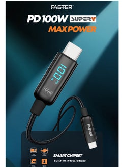 Faster 100W USB-C to C Fast Charging Cable 1 Meter with LED Display - Type-C Cable for iPhone, Android, Macbook, Laptop - Braided Long Charger Cable for PD Fast Charging - Durable and Fast Data Cable  - Image 4