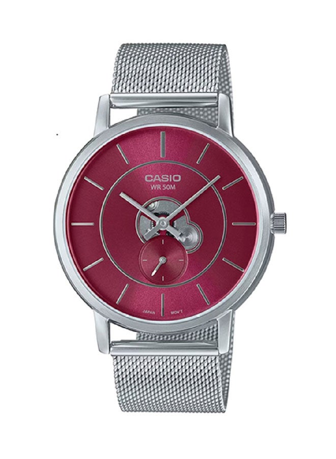 CASIO Men Watch - Analog Inner Workings Dial Red Dial Stainless Steel Mesh Band Mtp-B130M-4Avdf. - Image 1