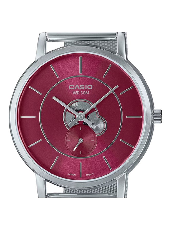 CASIO Men Watch - Analog Inner Workings Dial Red Dial Stainless Steel Mesh Band Mtp-B130M-4Avdf. - Image 4