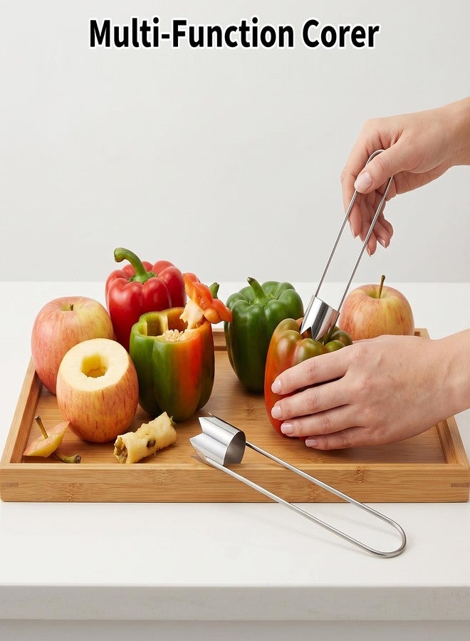 Thrymme 4 Pcs Bell Pepper Corer, Vegetable Corer Stainless Steel for Bell Pepper, Jalapeno, Pineapple, Pear, Apple, Tomato Kitchen Gadget - Image 4