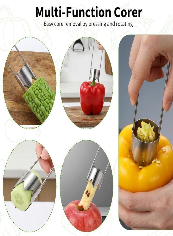 Thrymme 4 Pcs Bell Pepper Corer, Vegetable Corer Stainless Steel for Bell Pepper, Jalapeno, Pineapple, Pear, Apple, Tomato Kitchen Gadget - Image 3