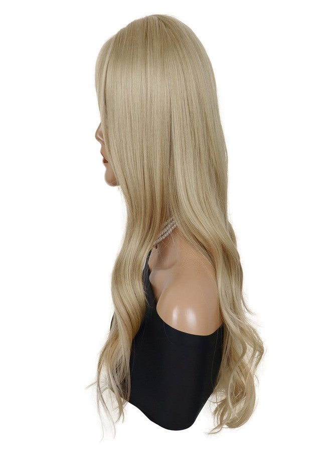 GNIMEGIL 25 INCH Long Curly Blonde Wig with Bangs Natural Hair Wigs for Women Dilay Use High Temperature Synthetic Wig - Image 4