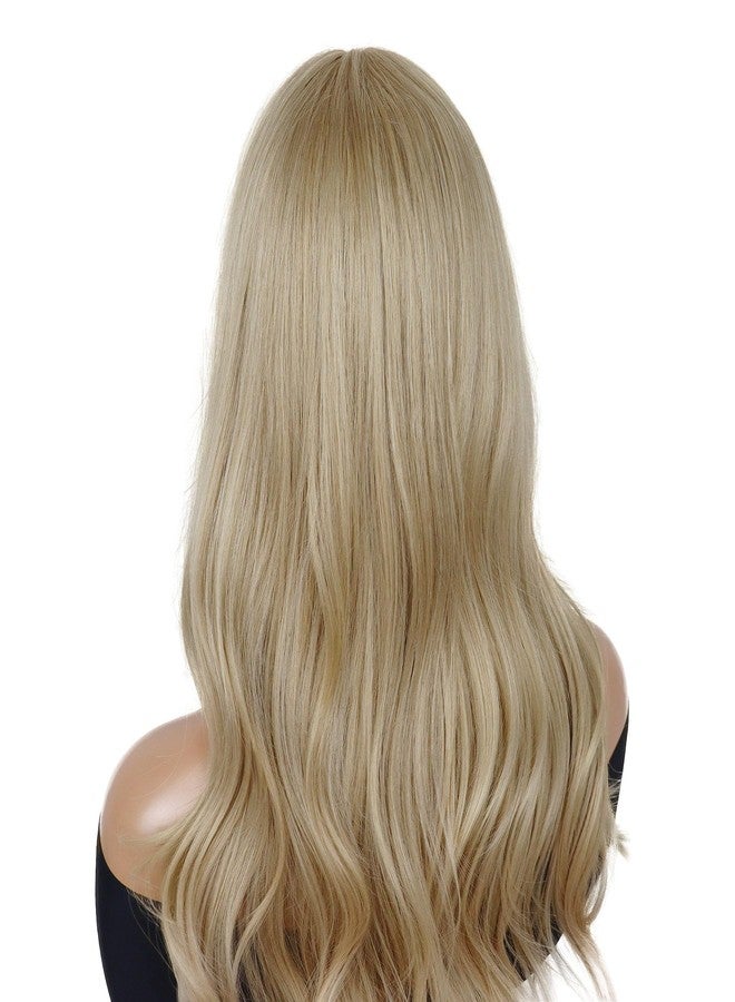 GNIMEGIL 25 INCH Long Curly Blonde Wig with Bangs Natural Hair Wigs for Women Dilay Use High Temperature Synthetic Wig - Image 5