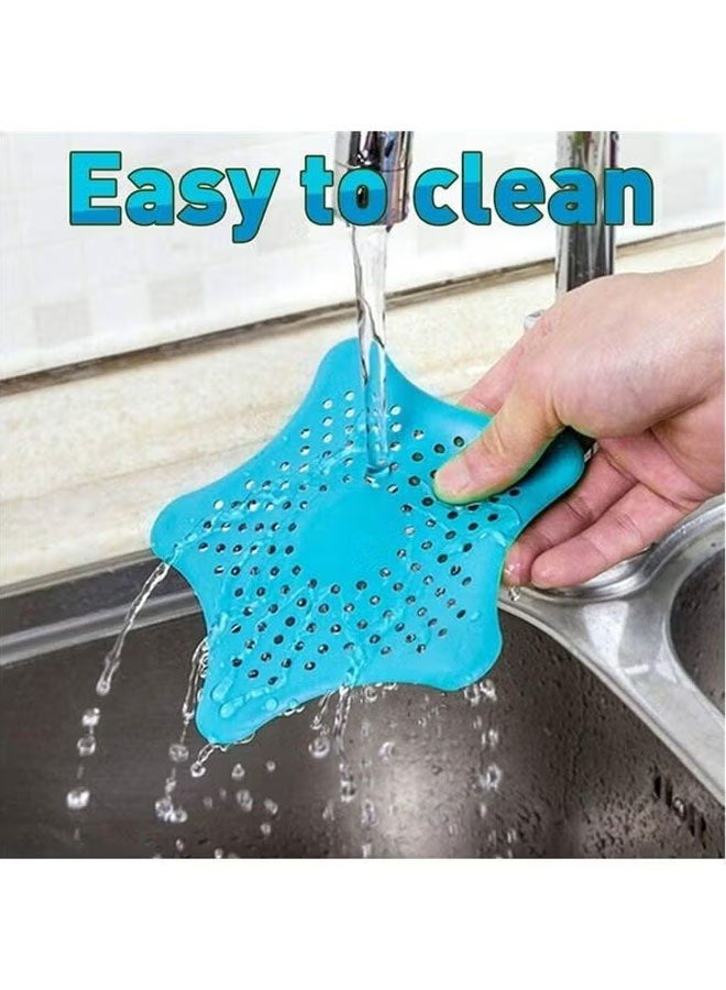 Shower Drain Hair Catcher 10 Pcs - Flexible Bathroom & Shower Drain Cover - Silicone Sink Strainer, Multipurpose - Star Shaped Drain Cover Kitchen Sink - Image 4