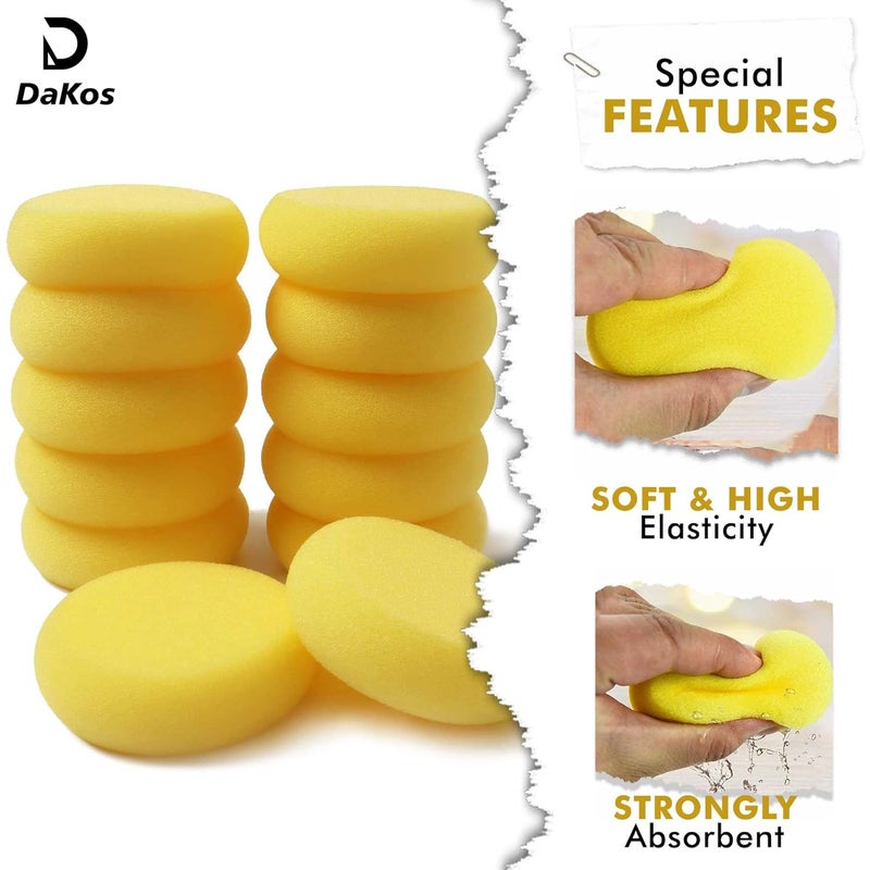DaKos Yellow Rounded Sponge, Sponge for Painting, Round Sponges, Painting Tool for Art and Craft (Set of 12) - Image 4