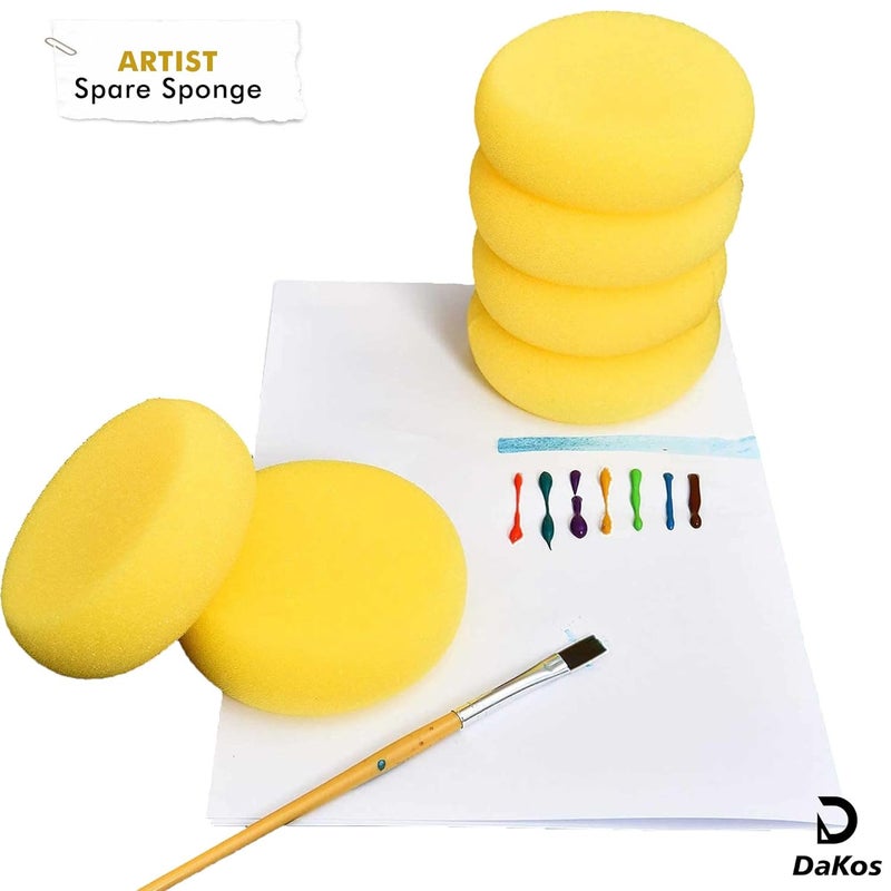 DaKos Yellow Rounded Sponge, Sponge for Painting, Round Sponges, Painting Tool for Art and Craft (Set of 12) - Image 2