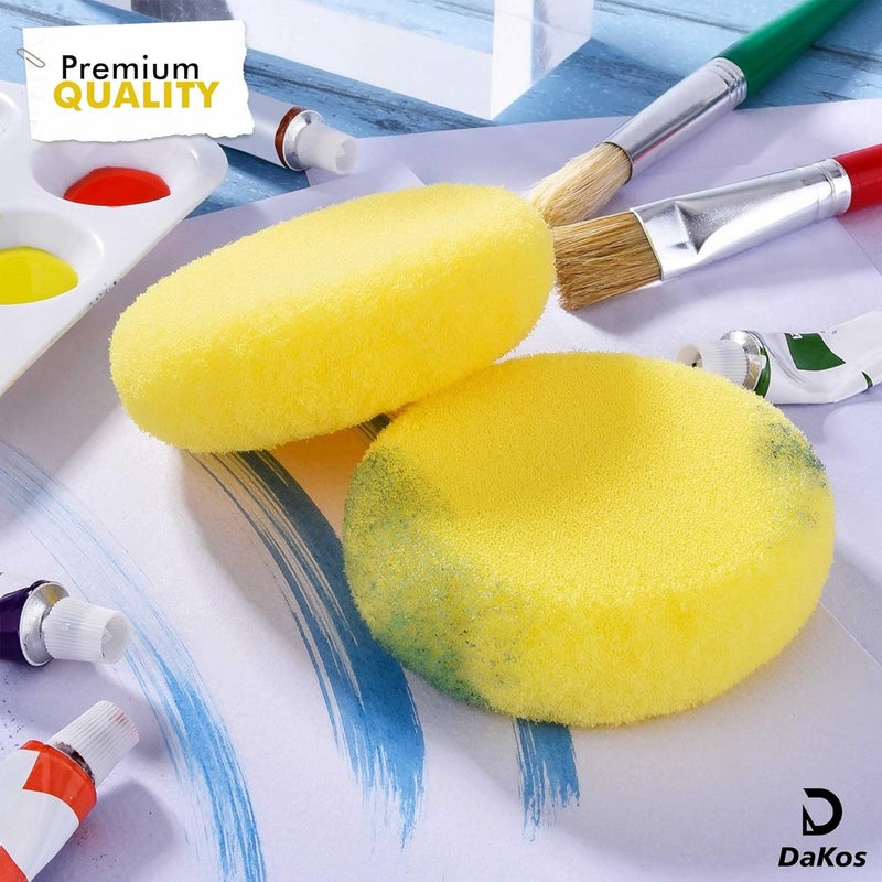 DaKos Yellow Rounded Sponge, Sponge for Painting, Round Sponges, Painting Tool for Art and Craft (Set of 12) - Image 3