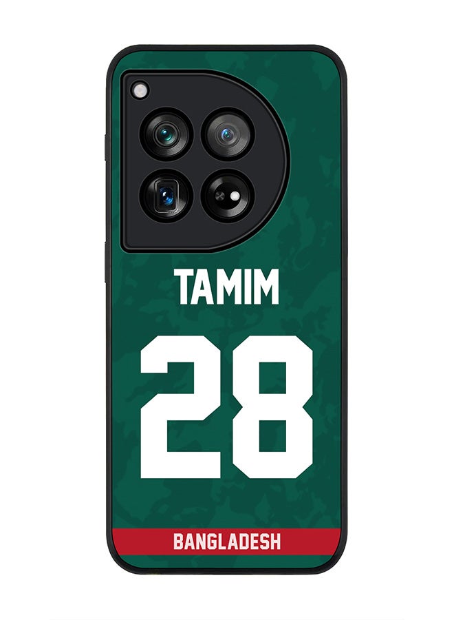 Stylizedd Rugged Black edge case for OnePlus 12R / OnePlus Ace 3 5G, Slim fit Flexible Anti Drop Thin Cover - Team Bangladesh Tamim Iqbal, Jersey No 28 - Image 1