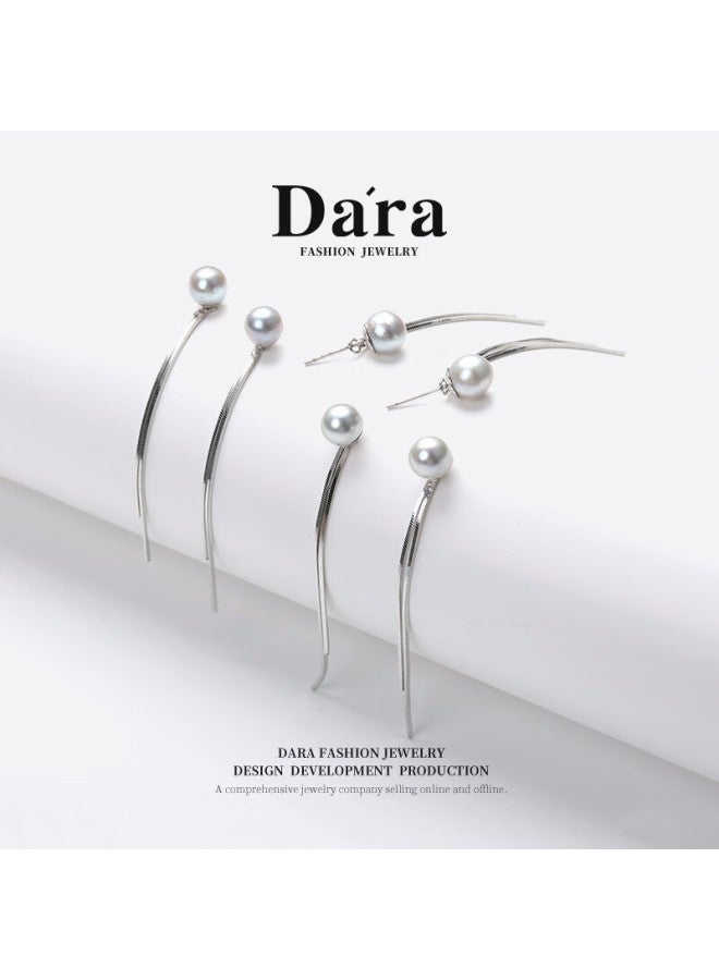 Dara Sea Water Pearl Stud Earrings For Women, Genuine Freshwater Strong Luster Round Double-wear Earrings Festival Gift For Girlfriend And Wife - Image 3