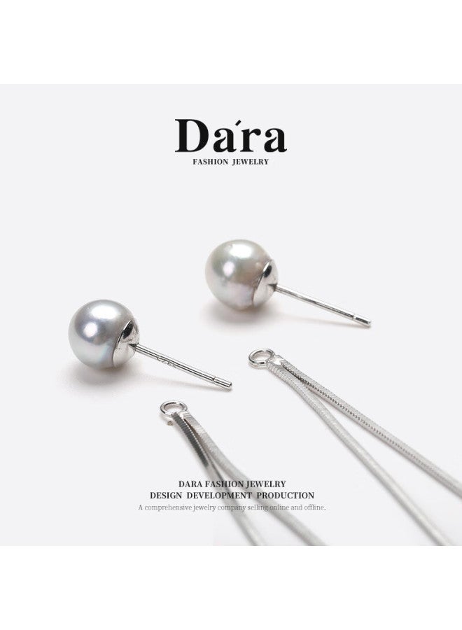 Dara Sea Water Pearl Stud Earrings For Women, Genuine Freshwater Strong Luster Round Double-wear Earrings Festival Gift For Girlfriend And Wife - Image 2