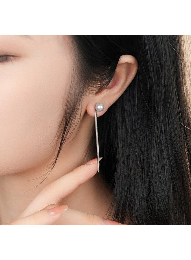 Dara Sea Water Pearl Stud Earrings For Women, Genuine Freshwater Strong Luster Round Double-wear Earrings Festival Gift For Girlfriend And Wife - Image 5