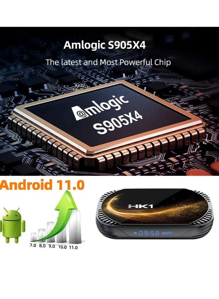 HK1 X4S Smart TV BOX, Fast Speed Quad Core 3D 8K Smart Box, Android 11.0 Powerful Chip Dual WIFI Support Android TV Box, Google Voice Assistant Youtube Media Player, (4GB Plus 64GB) - Image 5