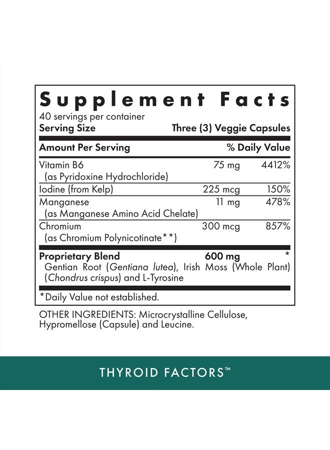 MICHAEL'S Health Naturopathic Programs Thyroid Factors - 120 Vegan Capsules - Nutrients for Production of Thyroid Hormones - Kosher - 40 Servings - Image 2