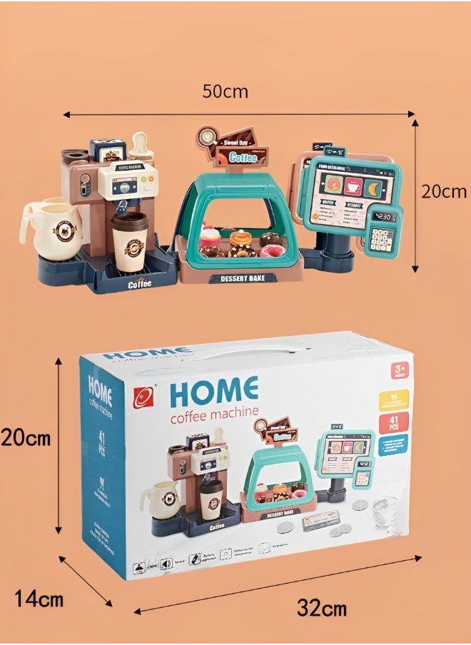 MEBEGIN 41PCS Coffee Machine Toy, Coffee Maker Machine and Cash Register Kit with Sound and Light, Realistic Coffee Shop Playset with Rich Accessaries, Fun Pretend Role Play Toy, Creative Play House Toys, Ideal Gift for Kids Aged 3+  - Image 5