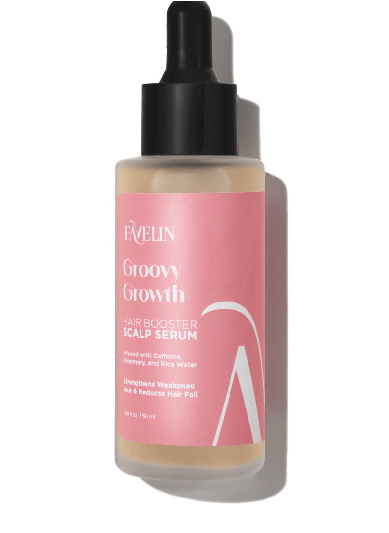 favelin - Groovy Growth Hair Booster Hair Serum | Infused with Collagen Keratin & Pro-Vitamin B5 | Strengthens Weakened Hair & Reduces Hair Fall | 50 ml - Image 1
