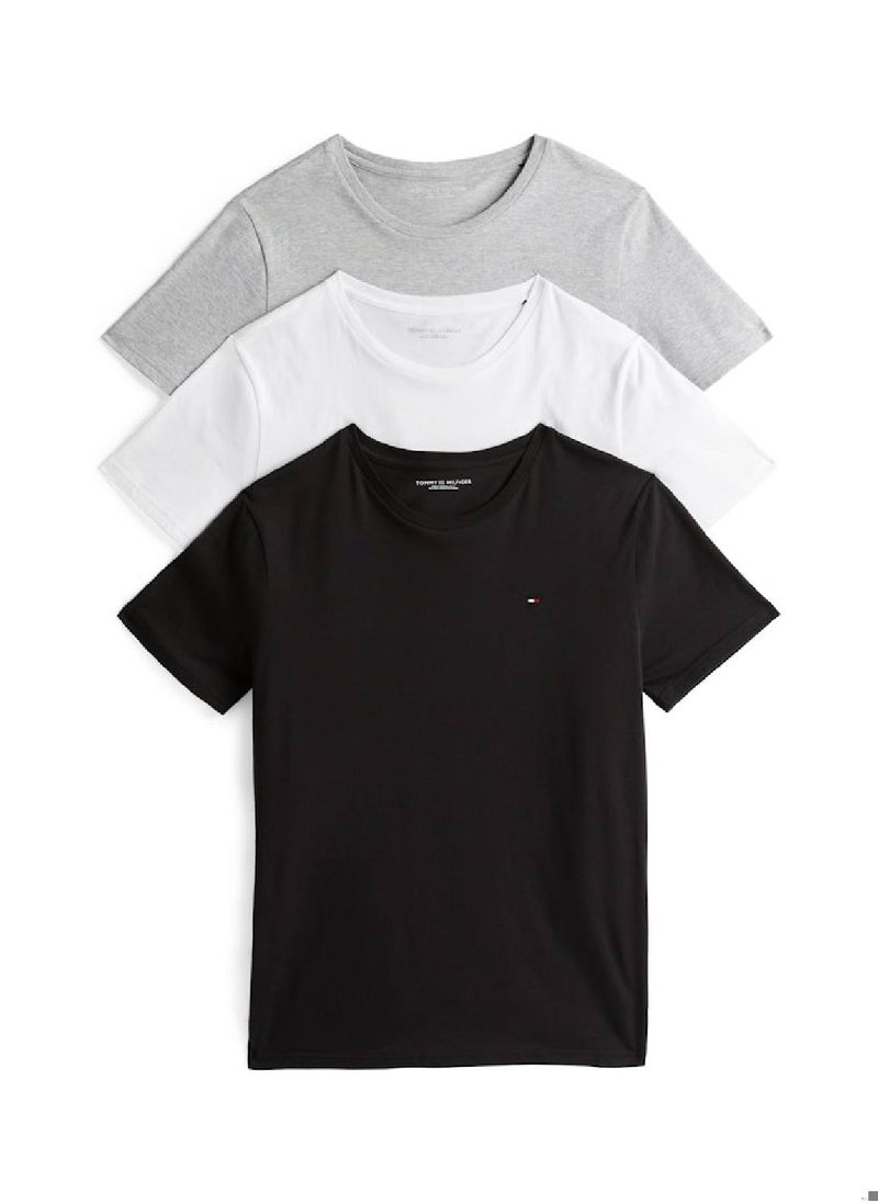TOMMY HILFIGER Men's 3-Pack Signature Embroidery T-Shirts - Cotton, Multicolour  - Image 1