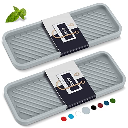 EG-SIPRO Kitchen Sink Organizer Tray,2 Pack Silicone Sponge Holder for Kitchen Sink Bathroom Counter Tray Silicone Soap Tray Holder for Soap Dispenser Bottle - Image 1