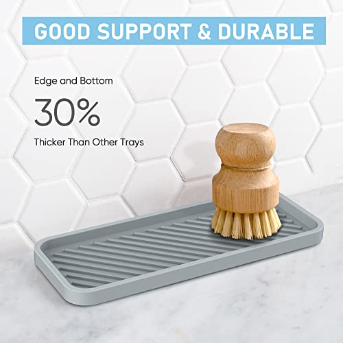 EG-SIPRO Kitchen Sink Organizer Tray,2 Pack Silicone Sponge Holder for Kitchen Sink Bathroom Counter Tray Silicone Soap Tray Holder for Soap Dispenser Bottle - Image 4