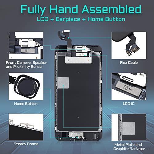 DGSCSMY for iPhone 6s Plus Screen Replacement with Home Button LCD Repair Kit 3D Touch Display Digitizer 5.5" Black Front Camera Speaker Proximity Sensor Glass Assembly Fix Tools A1634 A1687 A1699 - Image 2