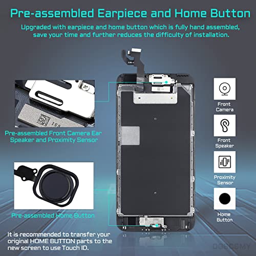 DGSCSMY for iPhone 6s Plus Screen Replacement with Home Button LCD Repair Kit 3D Touch Display Digitizer 5.5" Black Front Camera Speaker Proximity Sensor Glass Assembly Fix Tools A1634 A1687 A1699 - Image 3