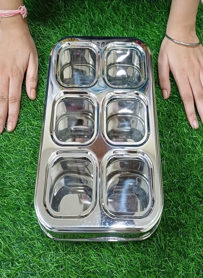 NYRA Stainless Steel Dry fruit/Spice Box for Kitchen/Organiser with compartments | See-Through Lid Masala/Dry Fruit Box| Square Box for Kitchen/Multipurpose box (6) - Image 2