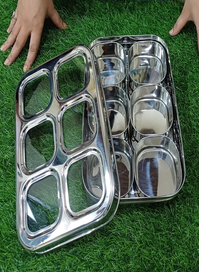 NYRA Stainless Steel Dry fruit/Spice Box for Kitchen/Organiser with compartments | See-Through Lid Masala/Dry Fruit Box| Square Box for Kitchen/Multipurpose box (6) - Image 4