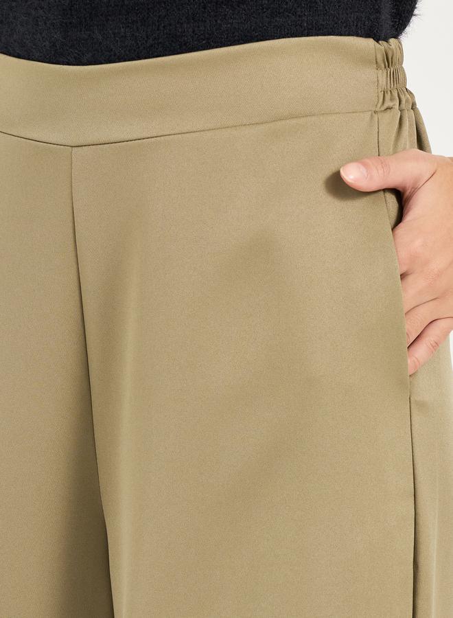 Styli Wide Leg Culotte Pants with Elastic Waistband - Image 3