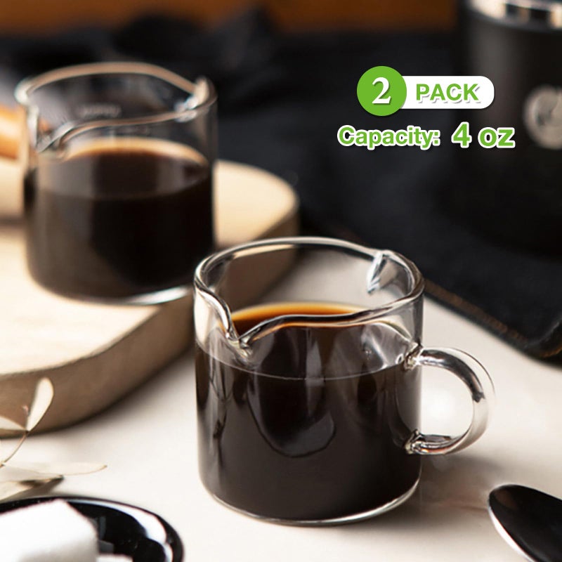 Qipecedm Espresso Cups Set Of 2  4 Oz Double Spouts Cups  Espresso Shot Glasses  Milk Cup With Handle  Clear Glass  Espresso Accessories For Espresso Machine - Image 2