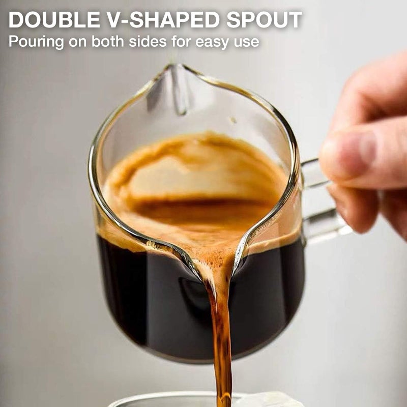Qipecedm Espresso Cups Set Of 2  4 Oz Double Spouts Cups  Espresso Shot Glasses  Milk Cup With Handle  Clear Glass  Espresso Accessories For Espresso Machine - Image 4