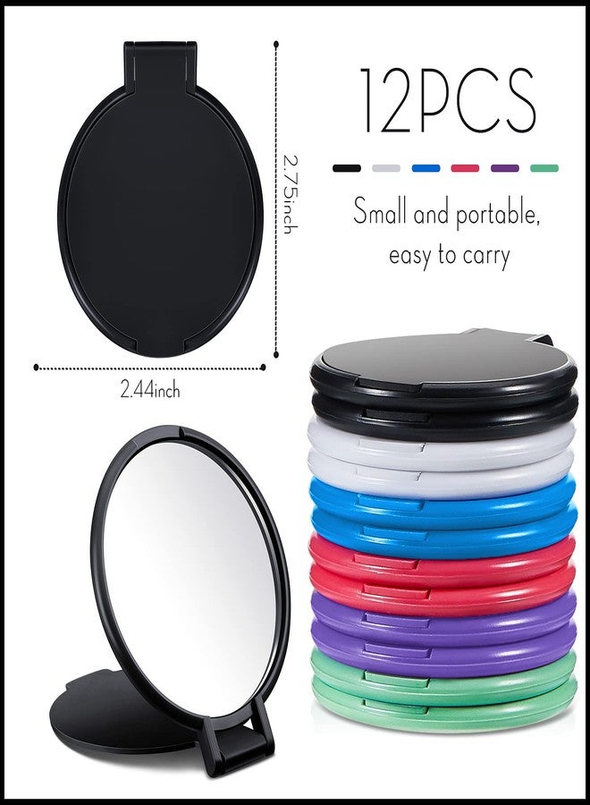 Jetec مجموعة جيتيك من 12 قطعة مرايا مدمجة هدايا بالجملة مرايا جيب صغيرة عتيقة لمحفظة مستحضرات تجميل قابلة للطي دائرية للسفر والاستخدام اليومي هدايا حفلات للنساء (ألوان كلاسيكية) - Image 2