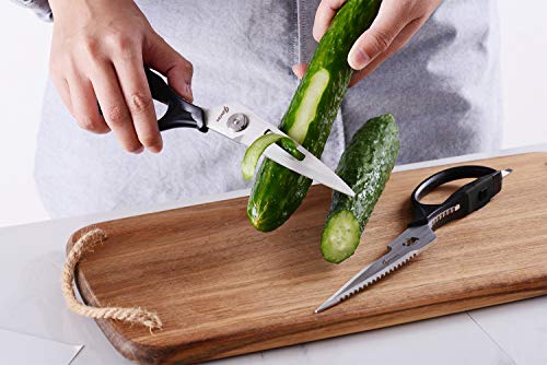 Gerior Kitchen Shears Come-Apart - Heavy Duty Culinary Scissors for Cutting Poultry, Fish, Meat, Food - Large Size (9.25”) - Ultra Sharp Blade - Black Handle - Image 4