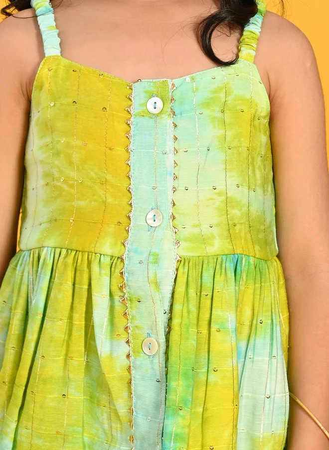 Saka Designs Dyed Empire Kurta with Dhoti Pants for Girls