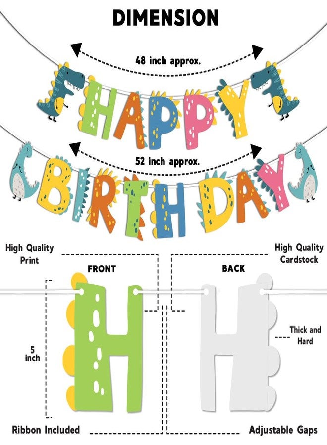 Festiko® Set of 53 Pcs Dino Theme Happy Birthday Combo (Banner, Swirls With Cutouts, Balloons, Cake & Cupcake Toppers), Dino Theme Decorations, Birthday Decoration Items - Image 4