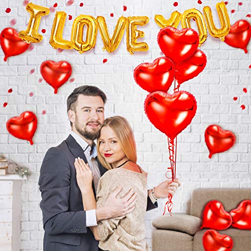kortes I Love You Balloons and Heart Balloons Kit with Rose Petals, Valentines Day Decorations for Party - Image 4