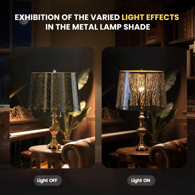 ALUCSET Large Drum Lampshade Large Lamp Shade 12" Top x 14" Bottom x 10" High Modern Metal Forest Mirror Effect Lamp Shade Lampshades Replacement (Spider) - Image 5