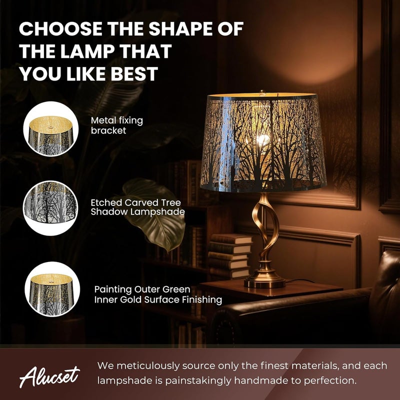 ALUCSET Large Drum Lampshade Large Lamp Shade 12" Top x 14" Bottom x 10" High Modern Metal Forest Mirror Effect Lamp Shade Lampshades Replacement (Spider) - Image 2