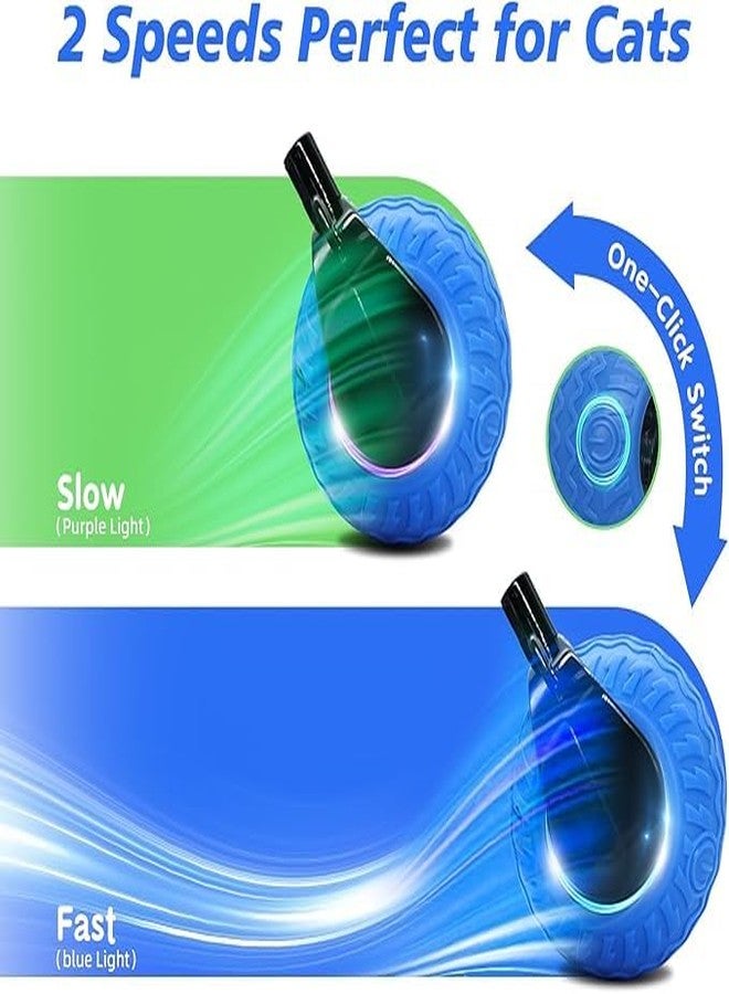 KUTKUT Interactive Cat Toy for Indoor Cats, Speedy Ball with Tail, Automatic Moving Cat Balls for Bored Indoor Adult Cats, 360°Automatic Rolling Ball Toy, Two Speed Adjustment (Blue) - Image 3