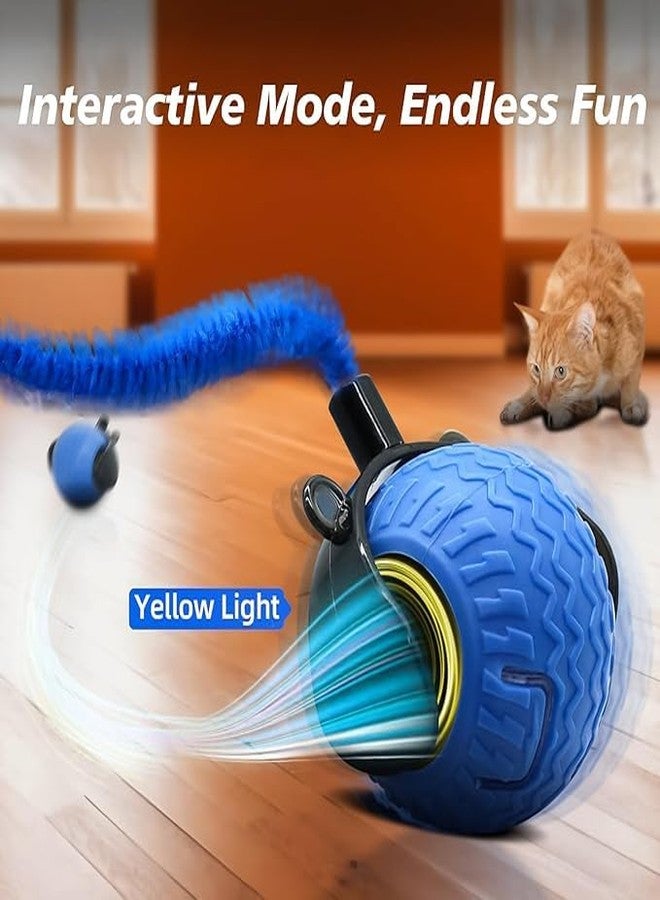 KUTKUT Interactive Cat Toy for Indoor Cats, Speedy Ball with Tail, Automatic Moving Cat Balls for Bored Indoor Adult Cats, 360°Automatic Rolling Ball Toy, Two Speed Adjustment (Blue) - Image 5