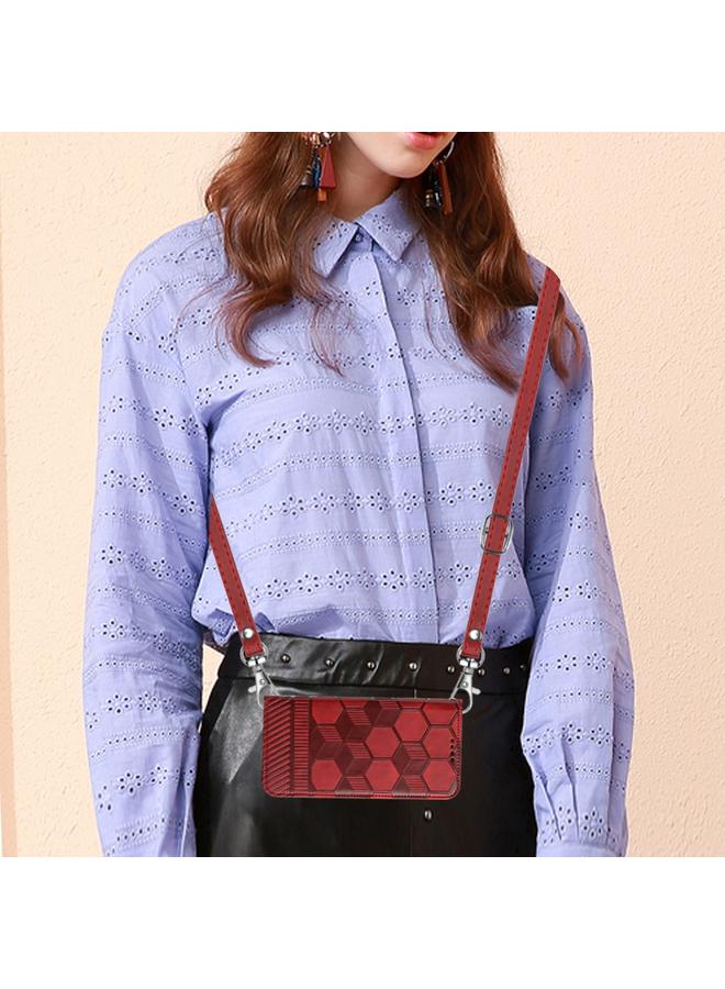 S-TOP Case For iPhone 15 Plus Crossbody Football Texture Magnetic PU Phone Case - Image 5