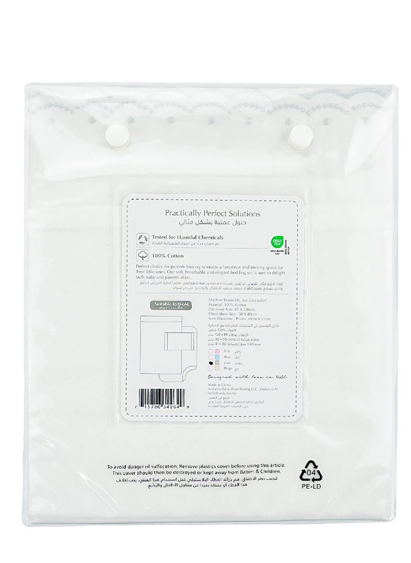 Bumble & Bird Bumble & Bird - Plumeti Baby Bedding Set For Bassinet - 3pcs - Grey  - Image 2