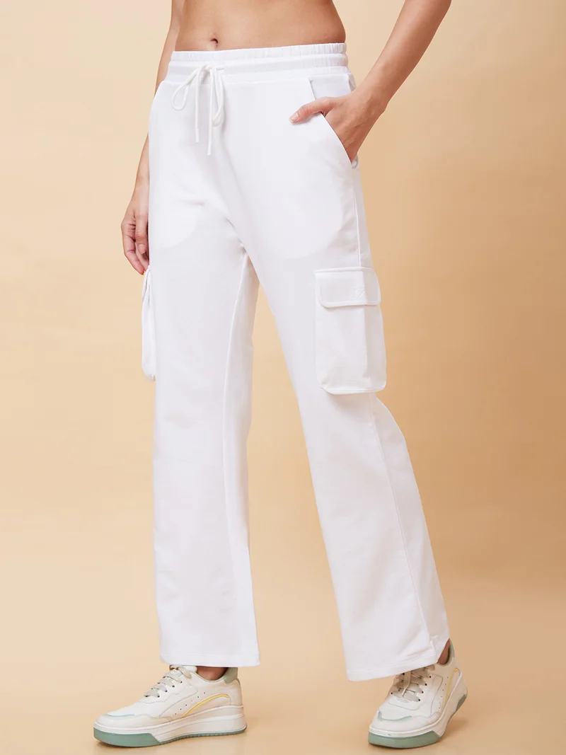 globus Women High-Rise Pure Cotton Straight Leg Bootcut Trousers