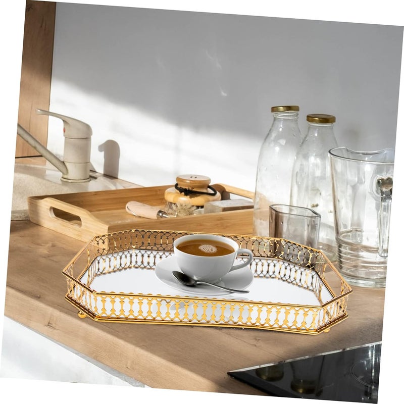 Hemobllo Elegant Glass Design Metal Glass Storage Toiletries Tray Bathroom Cart Home Organizing - Image 3