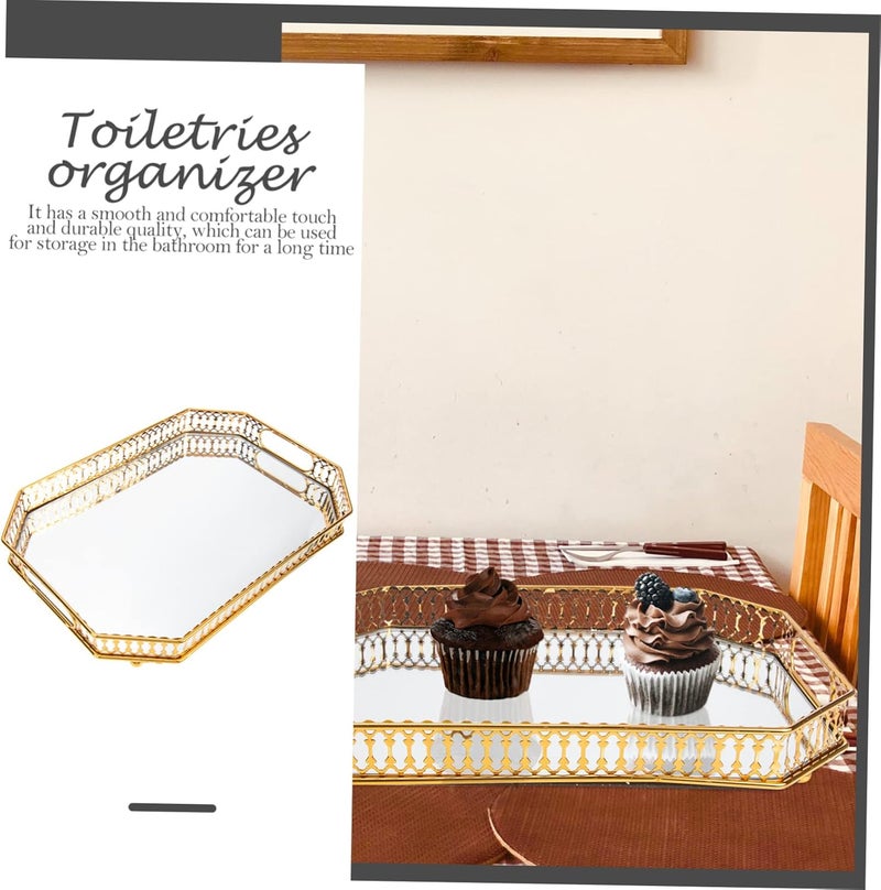 Hemobllo Elegant Glass Design Metal Glass Storage Toiletries Tray Bathroom Cart Home Organizing - Image 4