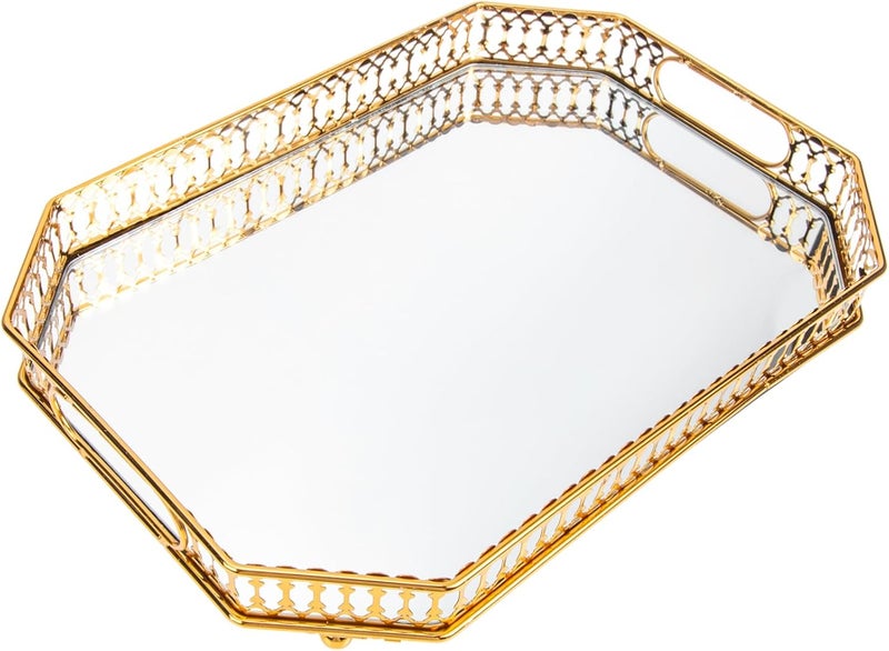 Hemobllo Elegant Glass Design Metal Glass Storage Toiletries Tray Bathroom Cart Home Organizing - Image 1